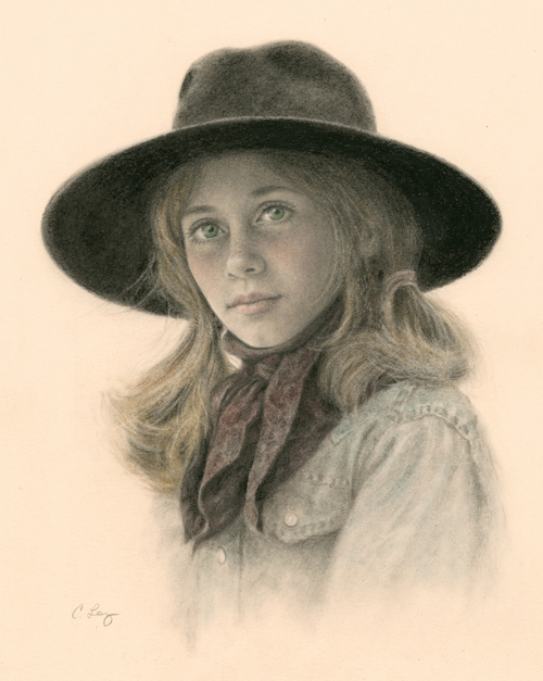 Young cowgirl in hat by Cindy Long