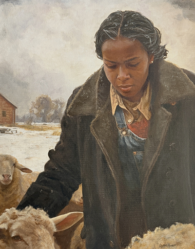 woman with sheep